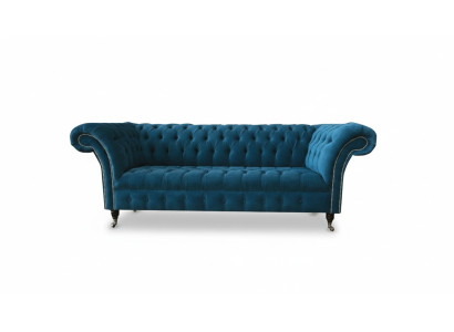 Designer couch seat upholstery 3-seater blue fabric set sofa furniture turquoise new