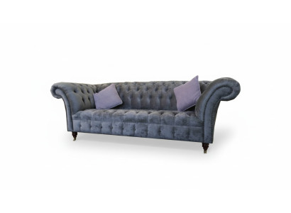 Chesterfield 3-seater XXL upholstered seat couch sofa set big couches grey new