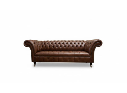 Chesterfield Couch Upholstered Sofas Classic Leather 3-Seater Couches Sofa Brown
