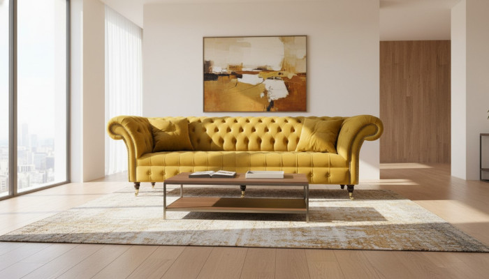 xxl Chesterfield Big Sofa Couch Upholstery Set 4 Seats Textile Sofas New