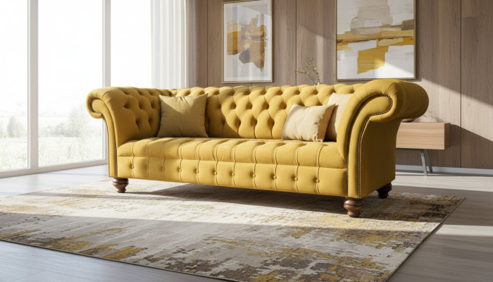 xxl Sofa Couch Chesterfield 225cm Upholstered Sofas 3-Seater Leather Textile Fabric New