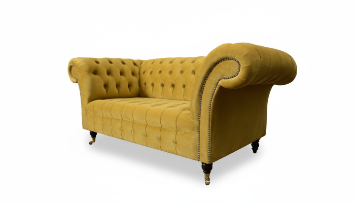 2-seater sofa design, upholstered modern seating, fabric yellow two-seater new couch