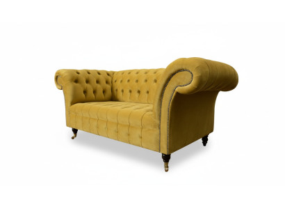2-seater sofa design, upholstered modern seating, fabric yellow two-seater new couch