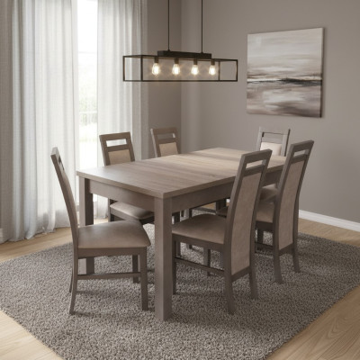 Noble Wooden Table Set 7-piece Living Dining Room 6x Armchair Seat