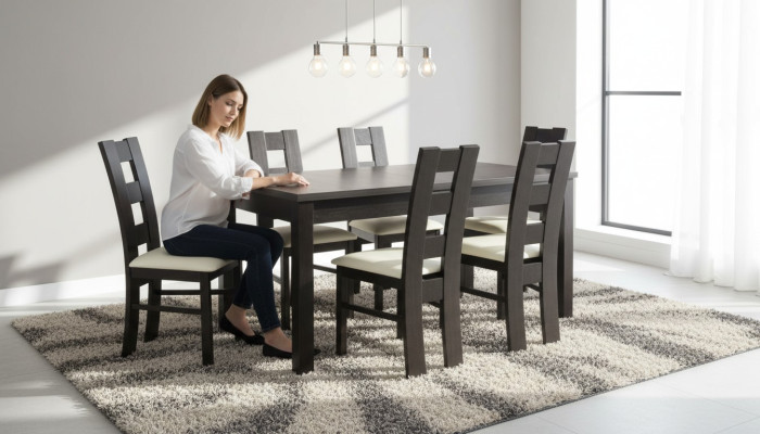 Dining room design furniture chair group table 6 armchairs set suite new 7 pieces.