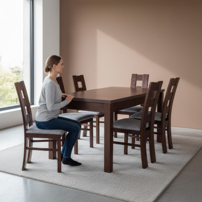 Designer furniture wood table seat dining room 6x chairs 7-piece set solid wood ensemble