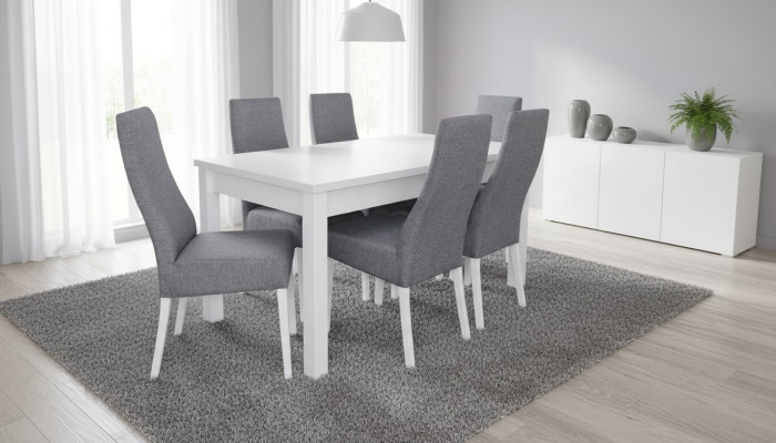 Complete set dining table with 6 chairs, dining room dining group, wood table, 7-piece new