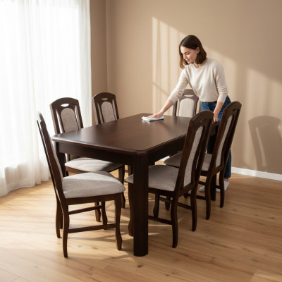 Classic dining room furniture dining set table wood complete set 7-piece dining group