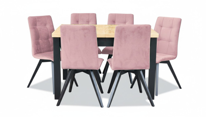 Classic dining table, wood dining room set, 6x chair set, 7-piece set.
