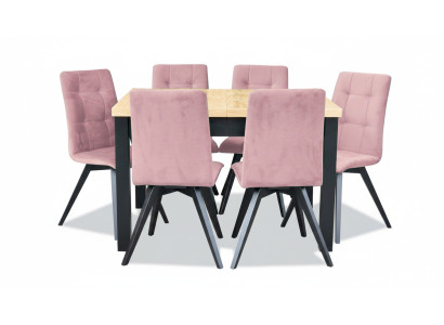 Classic dining table, wood dining room set, 6x chair set, 7-piece set.