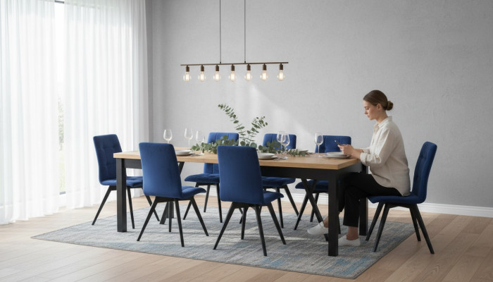 Dining room 6 chairs 7-piece set upholstered chair suite rectangular dining table chair group