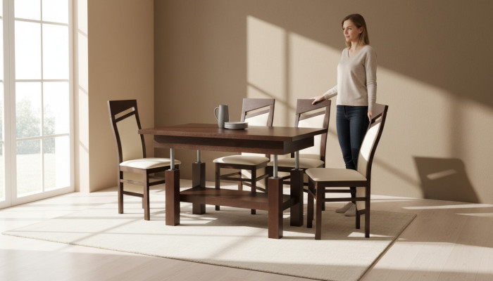 Design dining room set ensemble 5-piece wood furniture kitchen 4x chair table armchairs