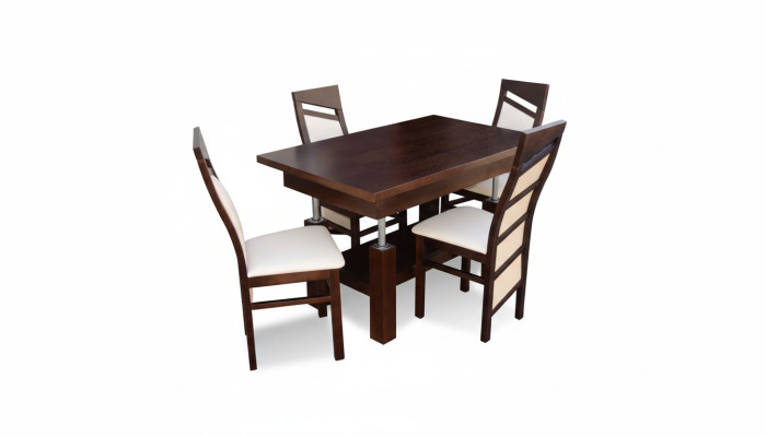 Design dining room set ensemble 5-piece wood furniture kitchen 4x chair table armchairs