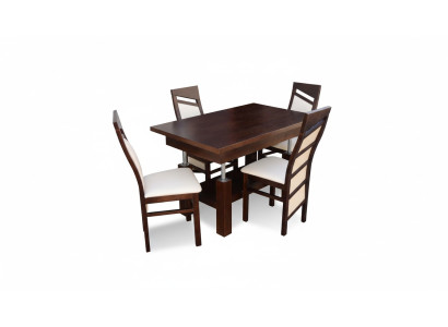 Design dining room set ensemble 5-piece wood furniture kitchen 4x chair table armchairs