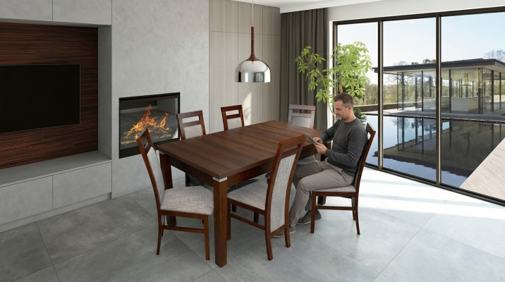Complete Set Dining Table + 6 Chairs Dining Room Set Wood Dining Group Tables Table 7-piece