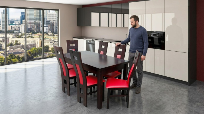 Complete set dining table + 6 chairs dining room set wood tables dining group table 7-piece set