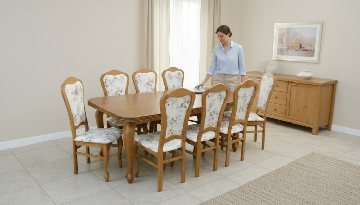 Complete set dining table + 8 chairs dining room set dining group wood table tables 9-piece