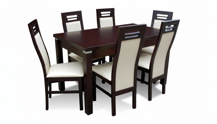 Wood Designer Dining Table + 6 Chairs Set Ensemble Room Group 7 pcs. Tables New