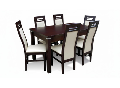 Wood Designer Dining Table + 6 Chairs Set Ensemble Room Group 7 pcs. Tables New