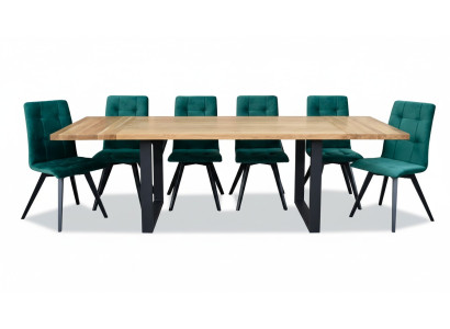 Dining room design furniture chair group table + 6 upholstered chairs 7-piece set suite new
