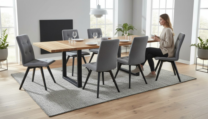 Dining Table 6x Chairs Classic Set Dining Room 7-piece Set Rectangular Table Chair