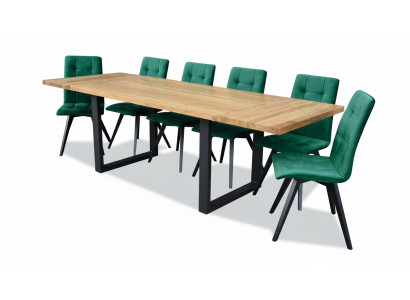 Design dining room chair set metal tables armchair 6x chairs table ensemble 7-piece set.
