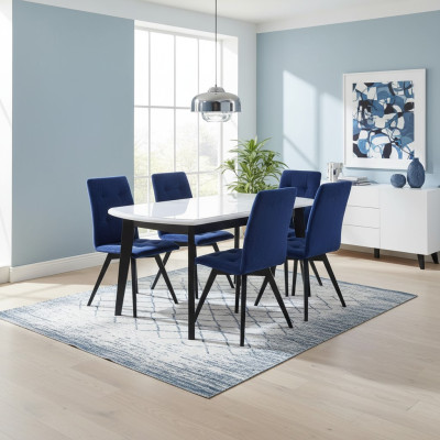 Complete set dining table dining room 6x chairs set wood dining group table tables 7-piece set