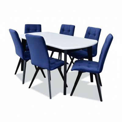 Complete set dining table dining room 6x chairs set wood dining group table tables 7-piece set