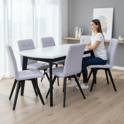 Complete set dining table + 6 chairs dining room set dining group wooden table tables new