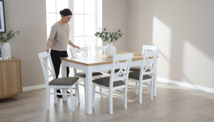 Dining Table + 6 Chairs Dining Room Set Dining Group Classic Table Tables S18/K64 New