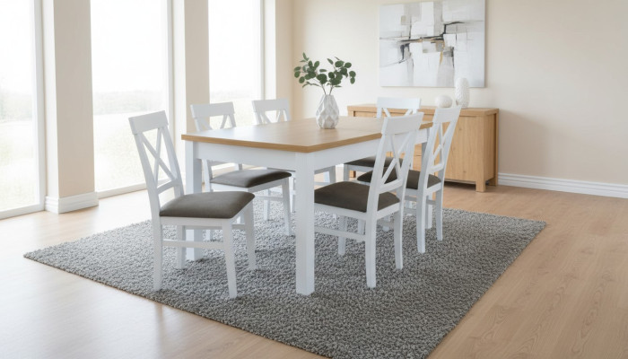Dining Table + 6 Chairs Dining Room Set Dining Group Classic Table Tables S18/K64 New