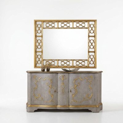 Classic Designer Mirror Wall Mirror Baroque Rococo 150x114cm Wood Frame