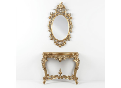 Design console table dresser with mirror luxury furniture set console 2-piece set.
