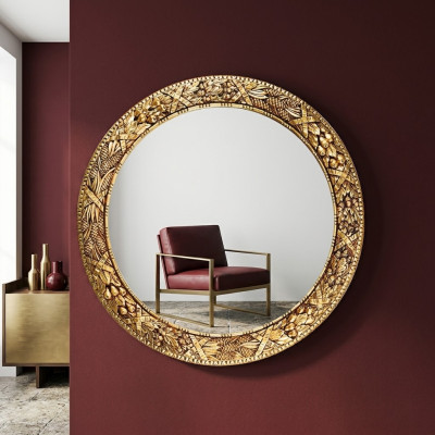 Classic wall mirror wood mirror furniture new baroque round round frame wall new