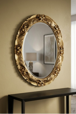 Modern large real wood frame mirror wall mirror hanging mirror luxury furniture