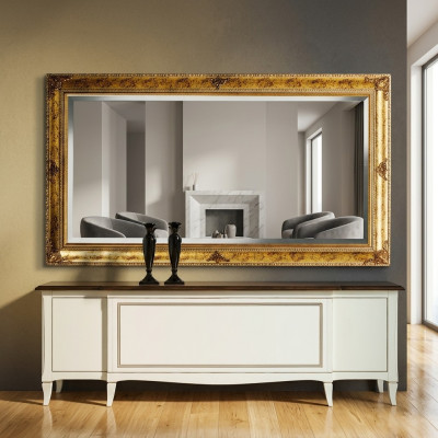 Classic design mirror, wall mirror, retro baroque rococo golden wood frame