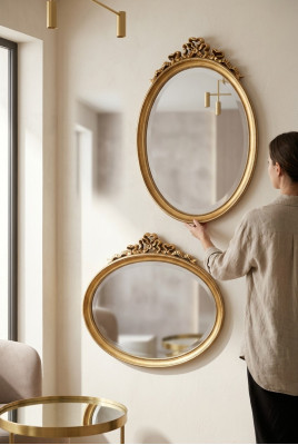 Classic Design Mirror Wall Mirror Oval 67x77cm Hanging Mirror Baroque Rococo