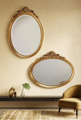 Classic Design Mirror Wall Mirror Oval 67x77cm Hanging Mirror Baroque Rococo