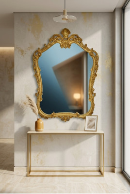Mirror Wall Mirror Baroque Rococo Hallway Living Room Bathroom Wood Glass Design SP7560