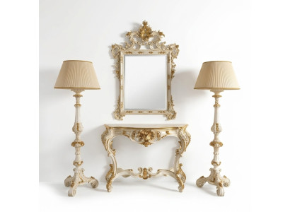4-piece group set, classic style 2x lamp console table with mirror furniture