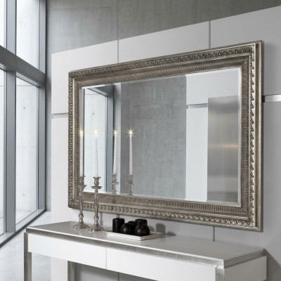 Handcrafted floor mirror large in a wooden frame made of real wood
