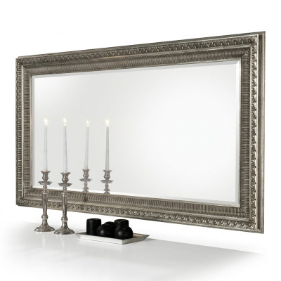 Handcrafted floor mirror large in a wooden frame made of real wood