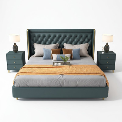 Classic bed double bed beds wood decor country house style genuine wood