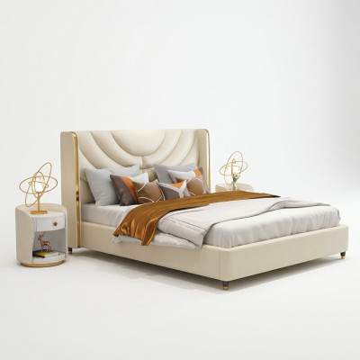Bedroom Bed Nightstands 3-Piece Set Design Luxury Beds Wood Double Bed NEW