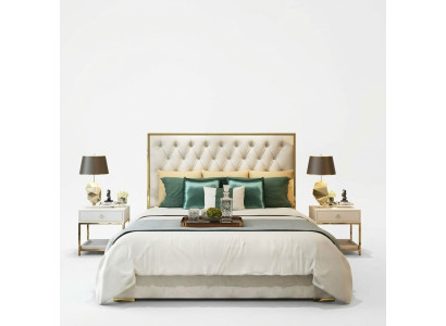 Double bed bedroom luxury hotel marital bed 2x nightstand 3-piece set beds