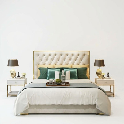 Classic English style bed double textile Chesterfield beds 180x200cm