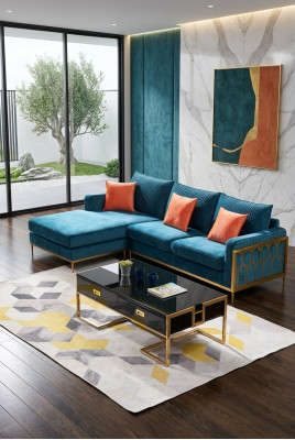 Fabric Modern Couch Living Area Textile Sofa Sofa Set Sofa L-Shape
