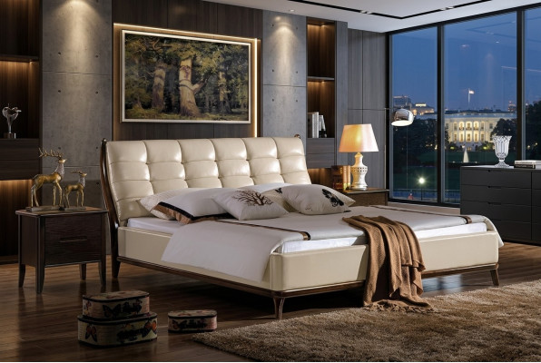 Bed Chesterfield Furniture Bedroom Double Bed Luxury Beds 180x200 Leather New