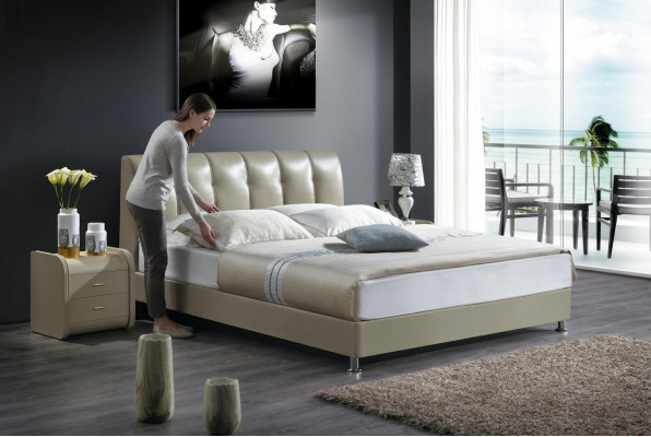 Bed Textile 2x Nightstand 3-piece Bedroom Luxury Set Furniture Modern Beds New