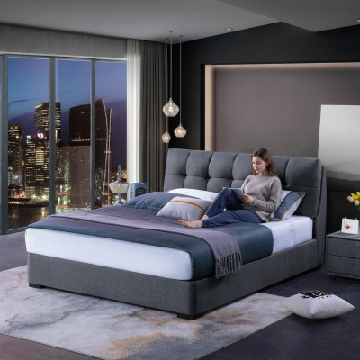 Luxury bed design double hotel beds marital bedroom blue style white